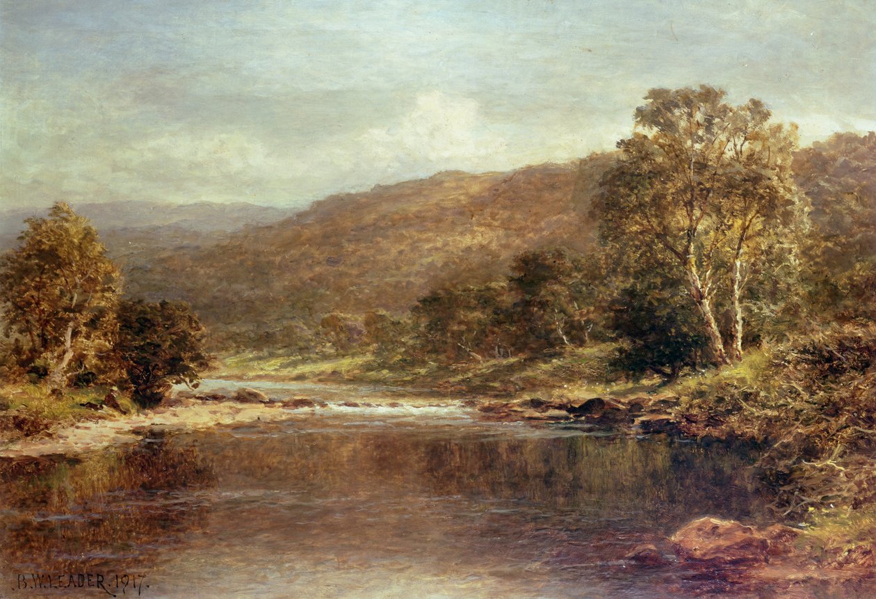Welsh River Scene by Benjamin Williams Leader