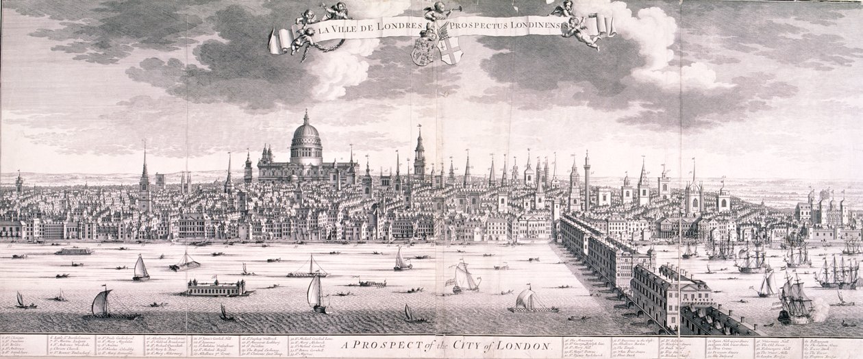 Panoramic View of London, 1710 by Benjamin Smith