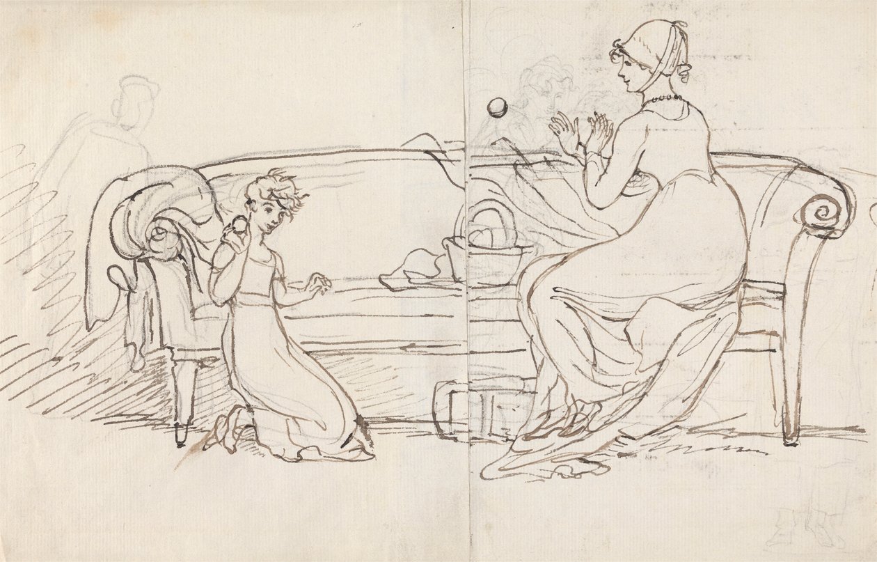 Mrs. West and Daughter Playing Catch by Benjamin West
