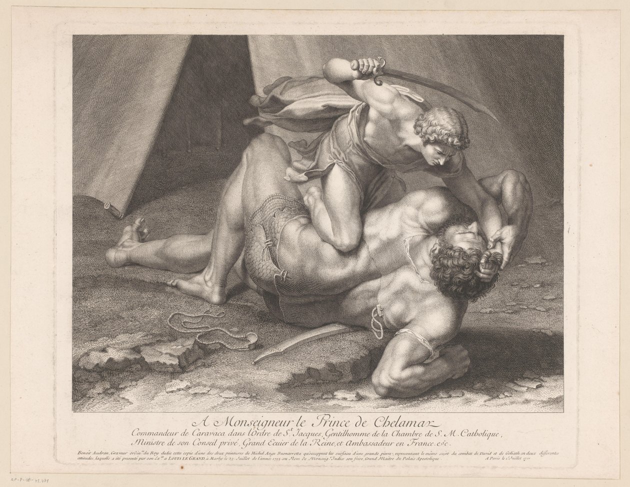 David Beheads Goliath by Benoît Audran (I)