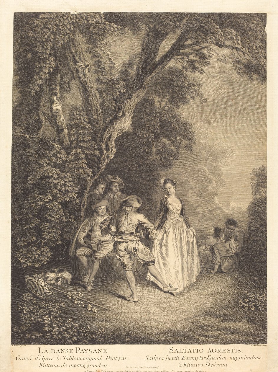 The Peasant Dance by Benoît Audran II after Antoine Watteau