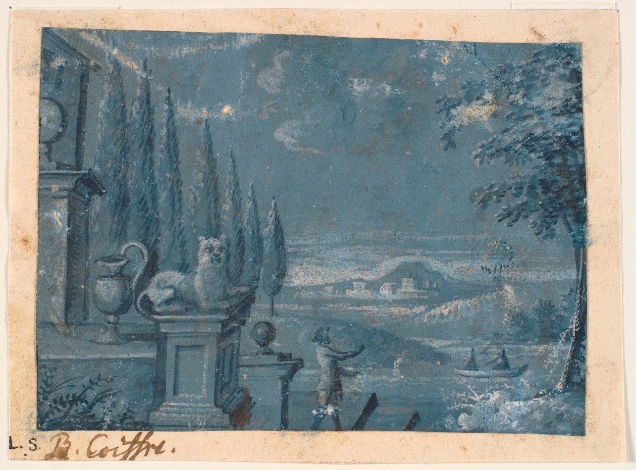 Landscape by a House with Terrace by Benoît Le Coffre