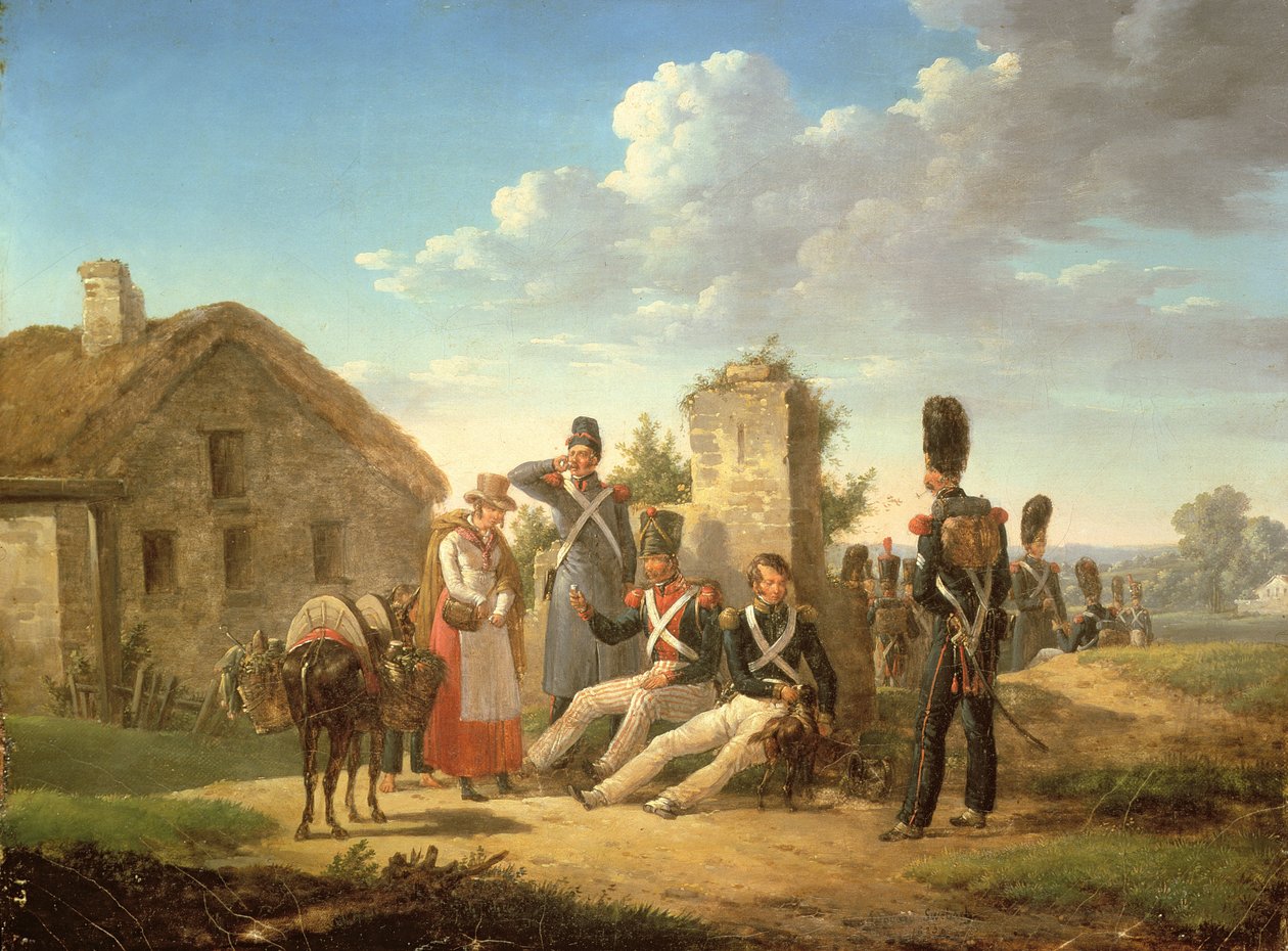 Landscape with Soldiers by Bernard Edouard Swebach