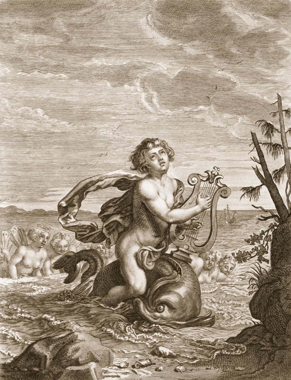 Arion Preserved by a Dolphin by Bernard Picart