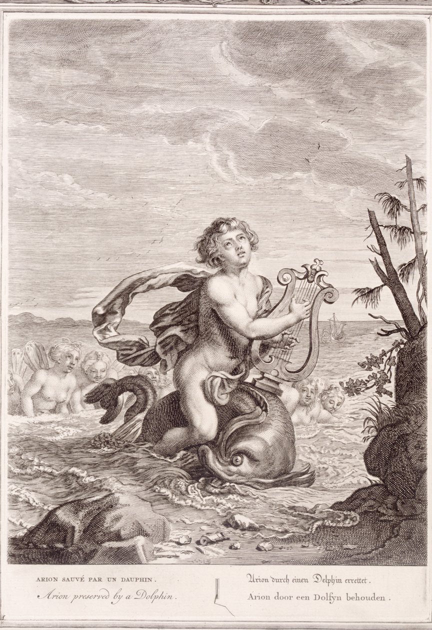 Arion Preserved by a Dolphin by Bernard Picart