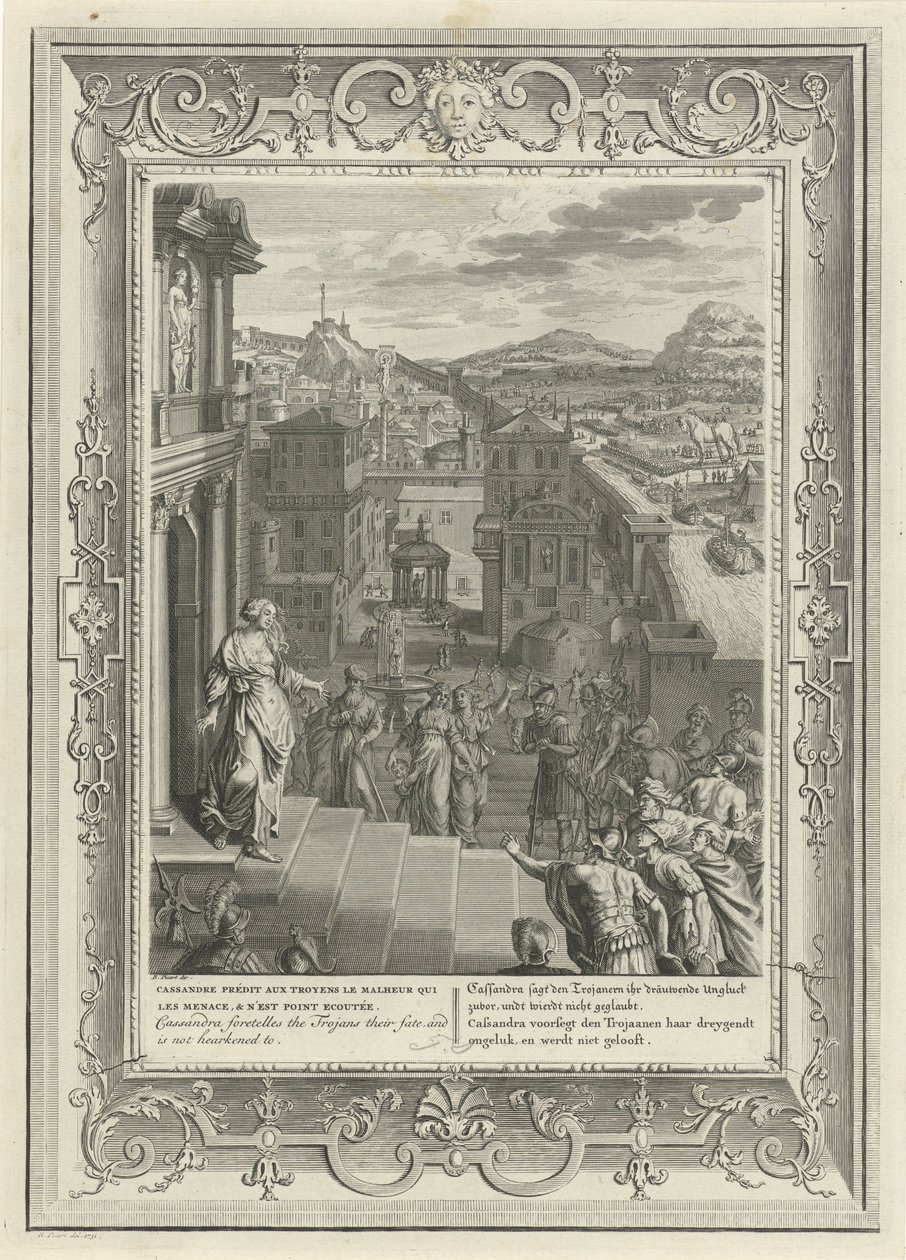 Cassandra predicts the downfall of Troy by Bernard (after) Picart