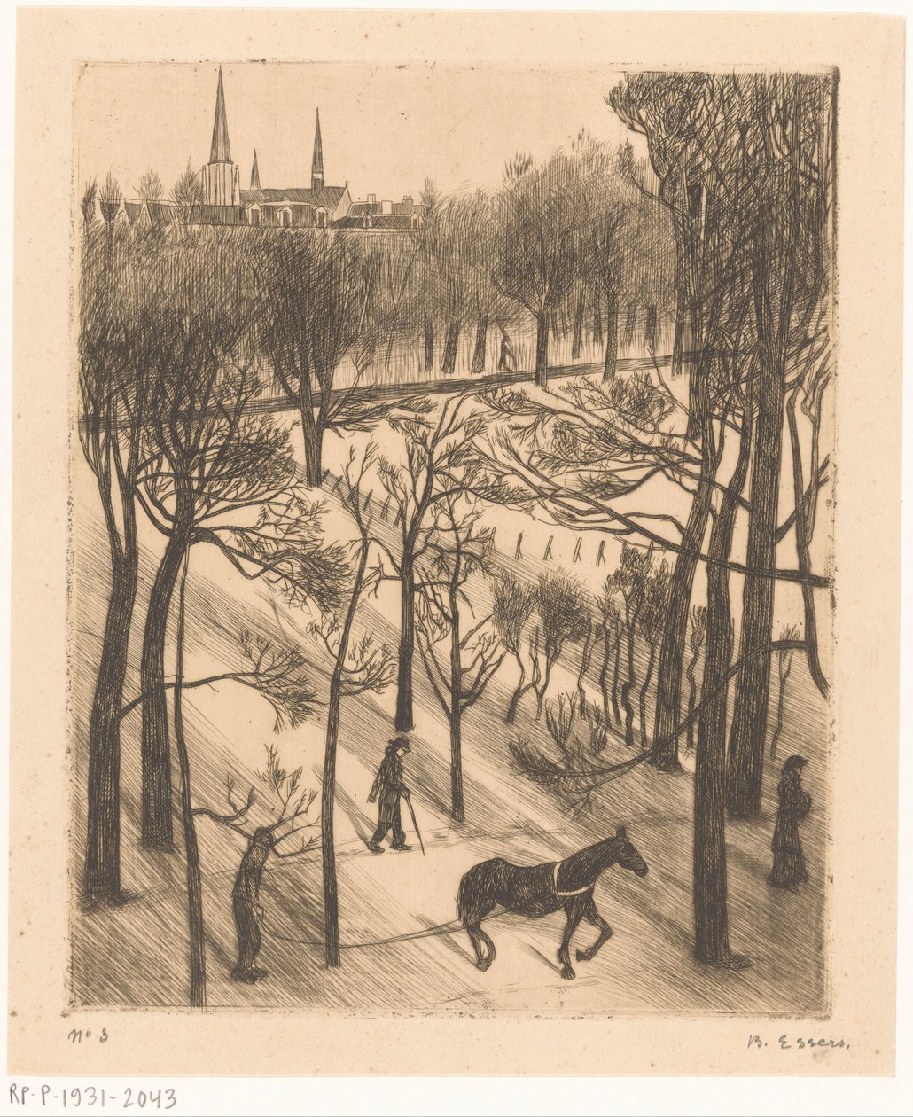 Vondelpark in winter by Bernard Essers (signed by artist)