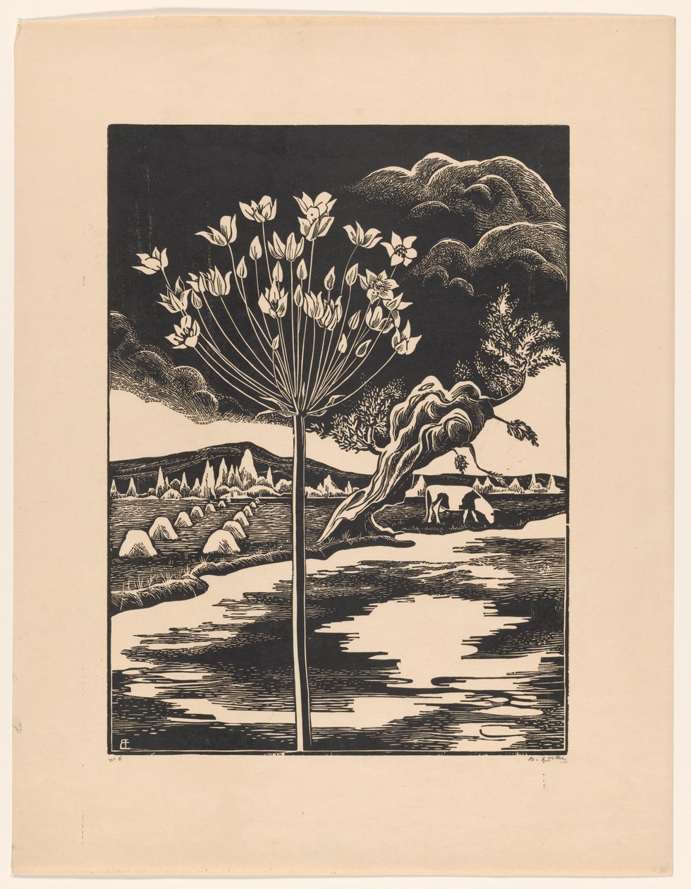 Swan Flower in a Landscape by Bernard Essers (signed by artist)