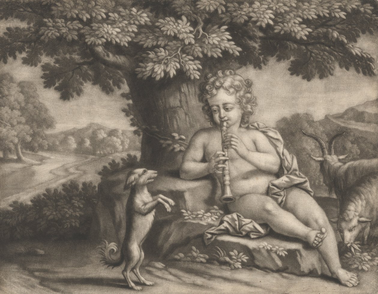 Shepherd Boy Piping to a Dog by Bernard Lens