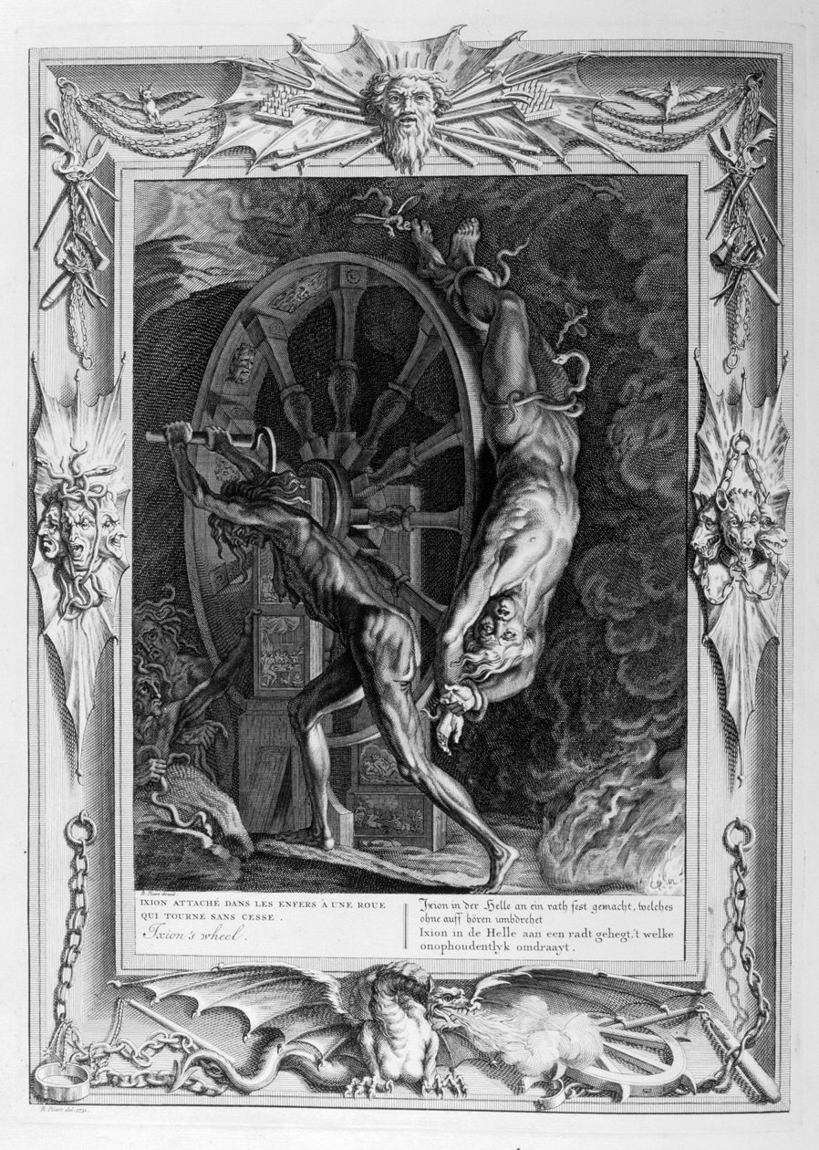 Ixion in Tartarus on the Wheel by Bernard Picart