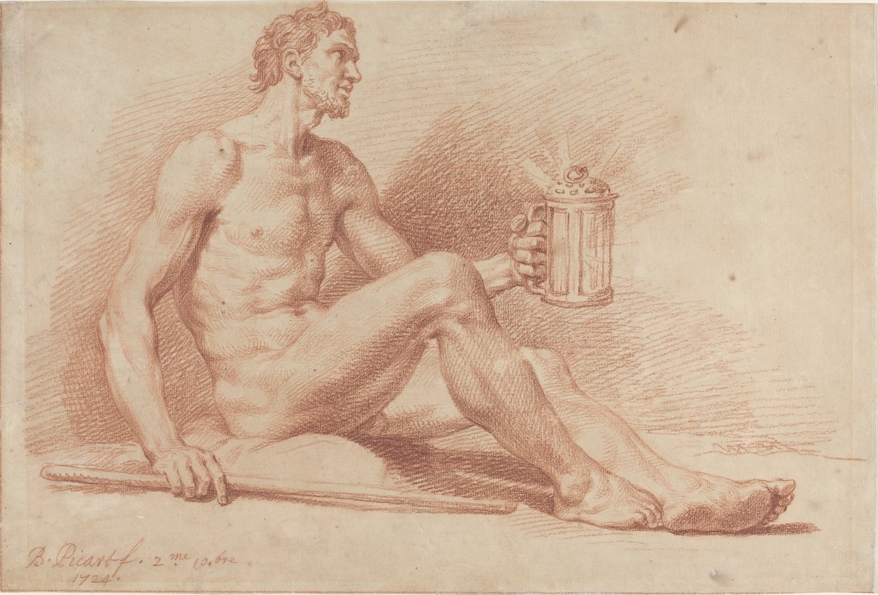 Male Nude with a Lamp (Diogenes) by Bernard Picart