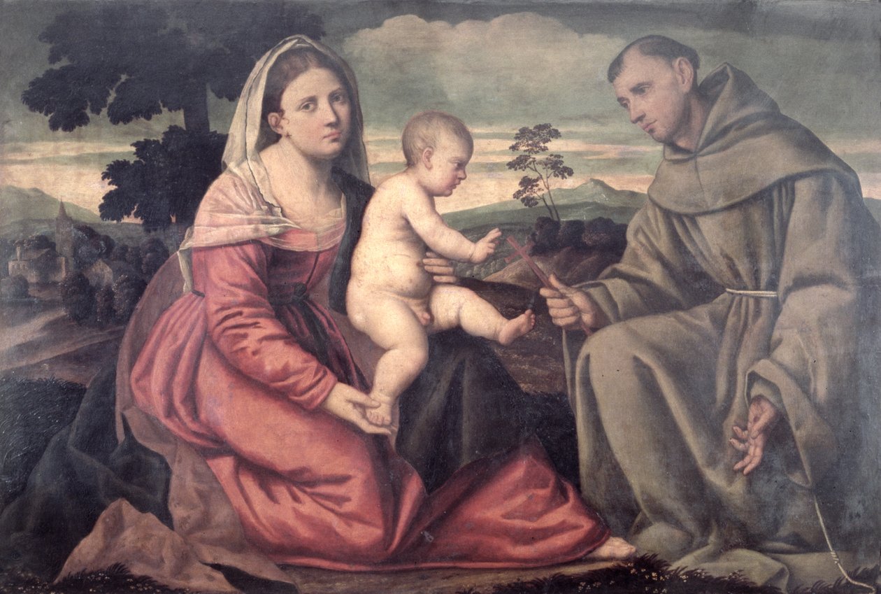 Madonna and Child with St. Francis by Bernardino Licinio