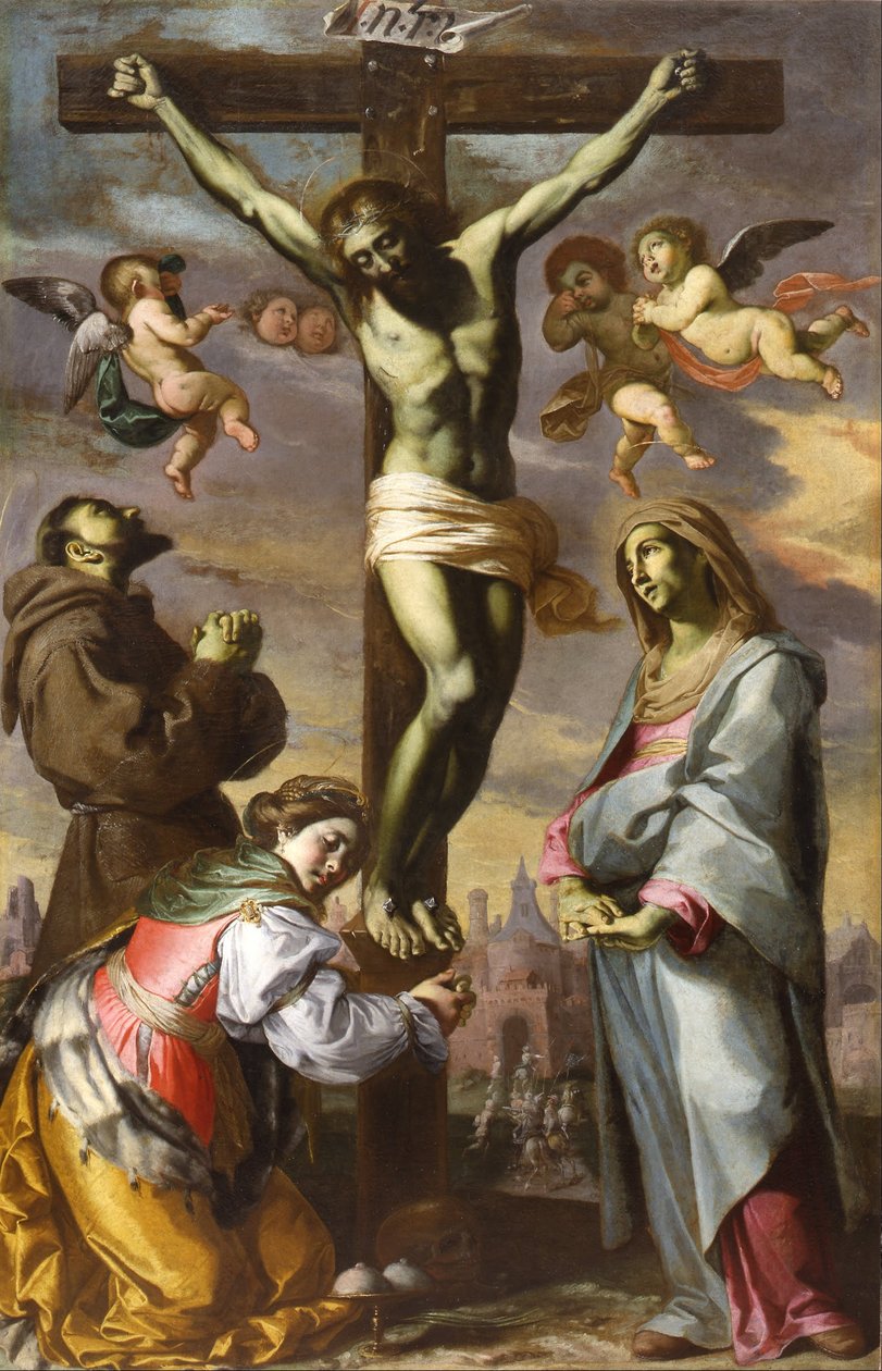 Crucifix with the Virgin and Saints Francis and Agatha by Bernardino Mei