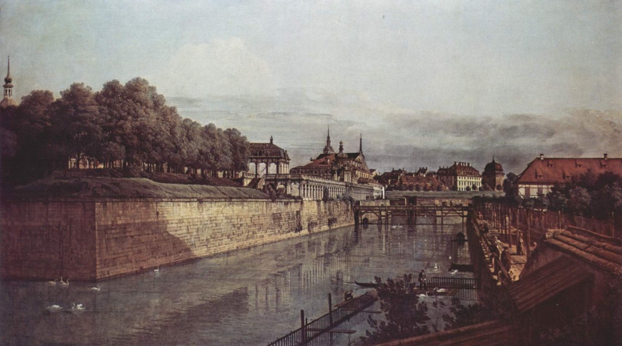 View of Dresden, The Old Moat of the Zwinger, seen from the Orangery towards the City by Bernardo Bellotto