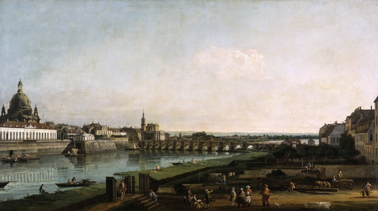 Dresden from the Right Bank of the Elbe, above the Augustus Bridge by Bernardo Bellotto