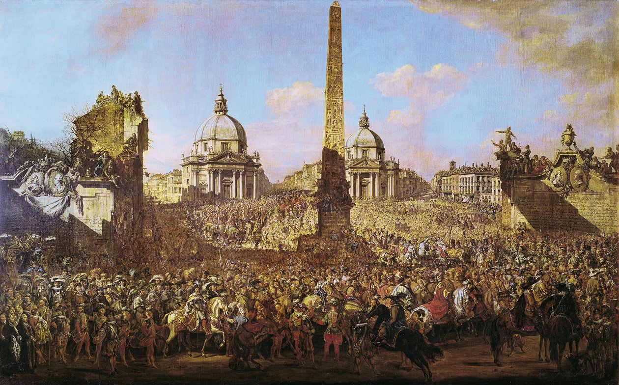 Entry into Rome of Jerzy Ossolinski, Emissary of Wladyslaw IV of Poland with Pope Urban VIII by Bernardo Bellotto