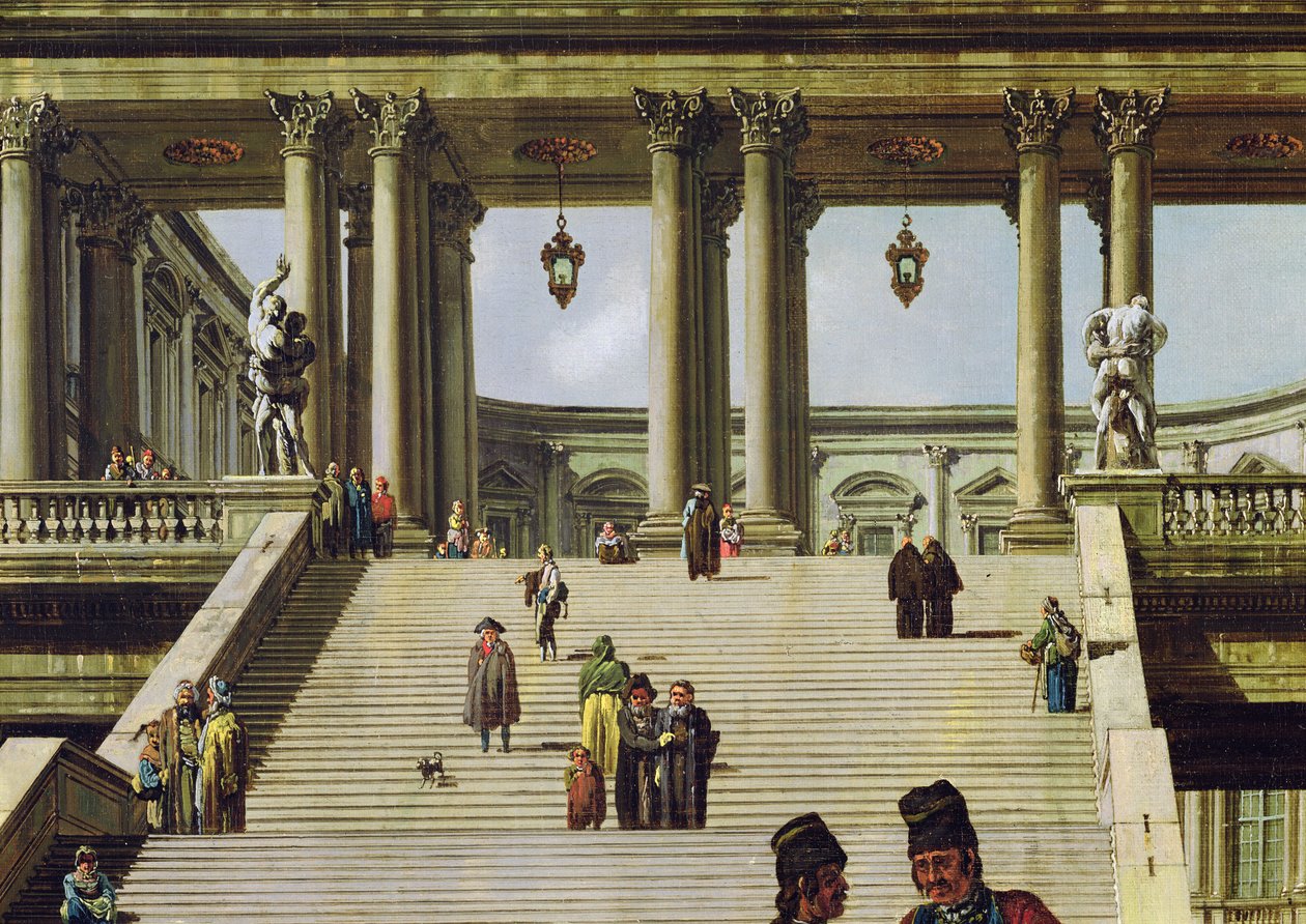 Ideal Landscape with Palace Steps (detail) by Bernardo Bellotto