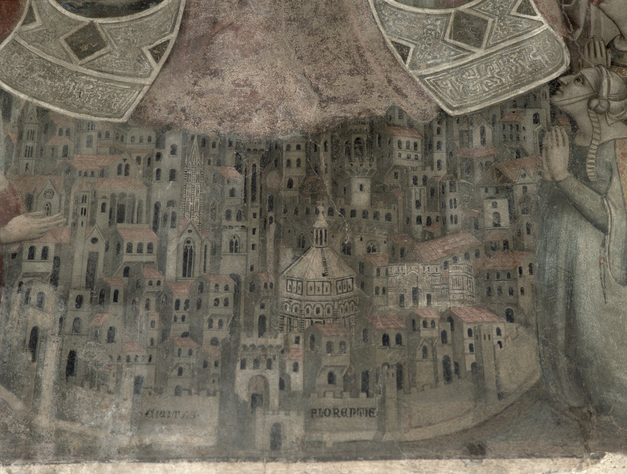The Madonna della Misericordia with a View of Florence (detail) by Bernardo Daddi