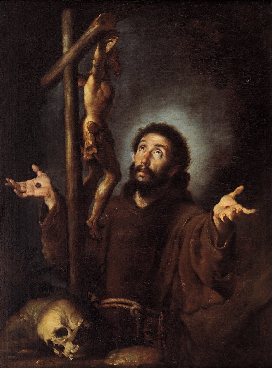 St Francis of Assisi Adoring the Crucifix by Bernardo Strozzi