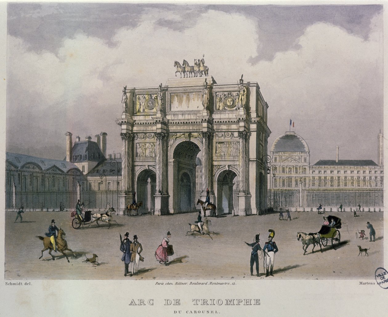 The Arc de Triomphe du Carrousel, Paris, 1832 by Bernhard Schmidt