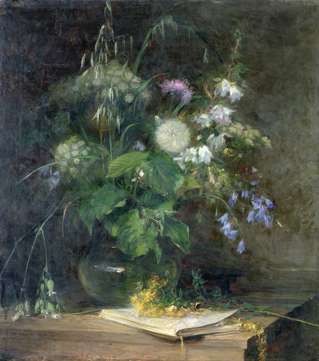 Wild Flowers in a Glass Vase by Bertha Wegmann