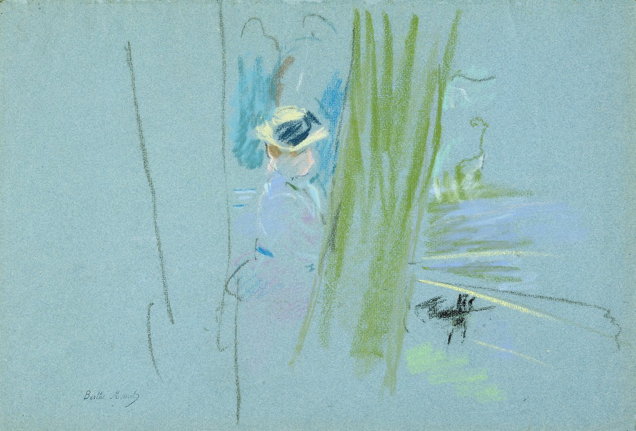 Woman fishing at a lake, 1885 by Berthe Morisot