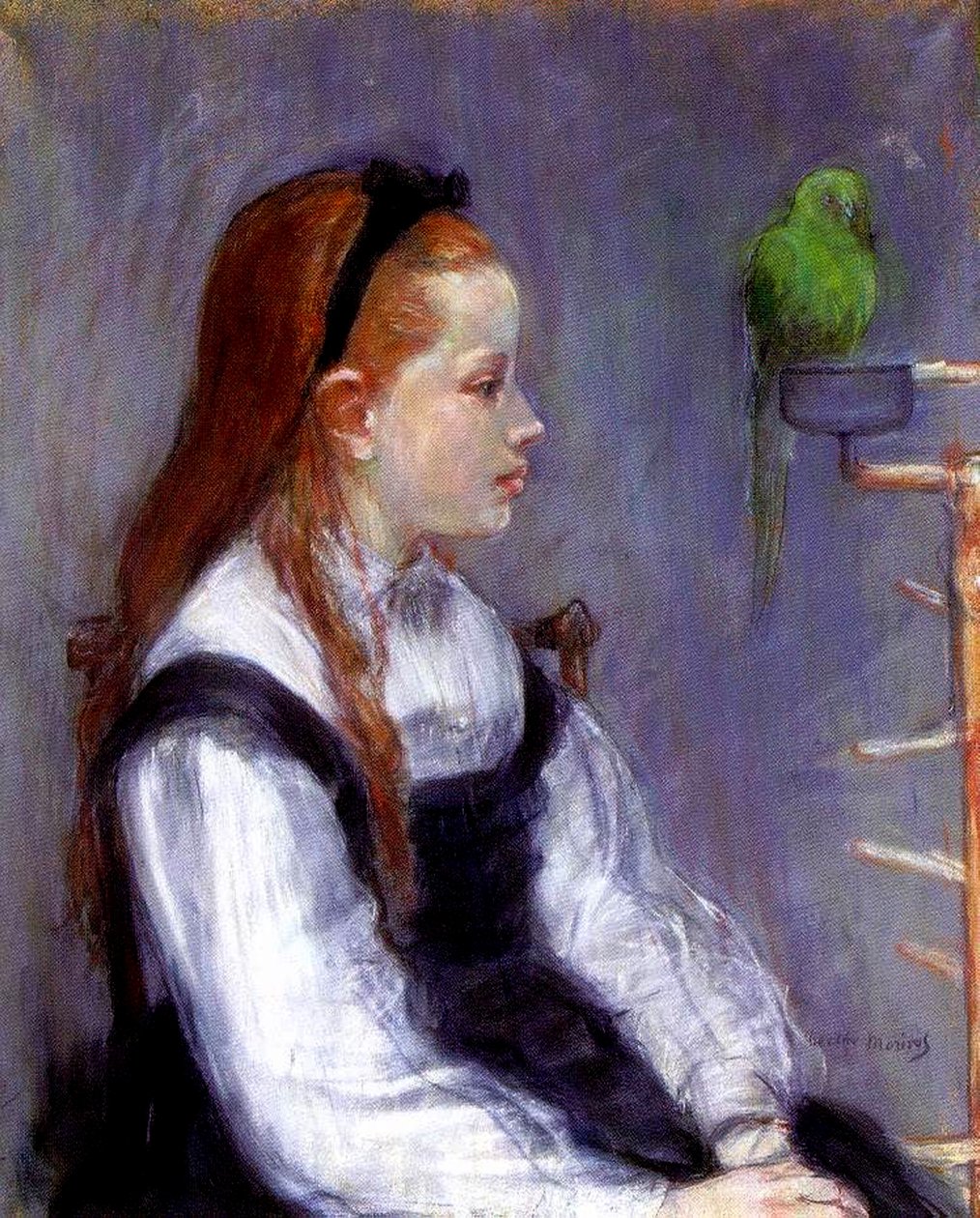 Young Girl with a Parrot by Berthe Morisot