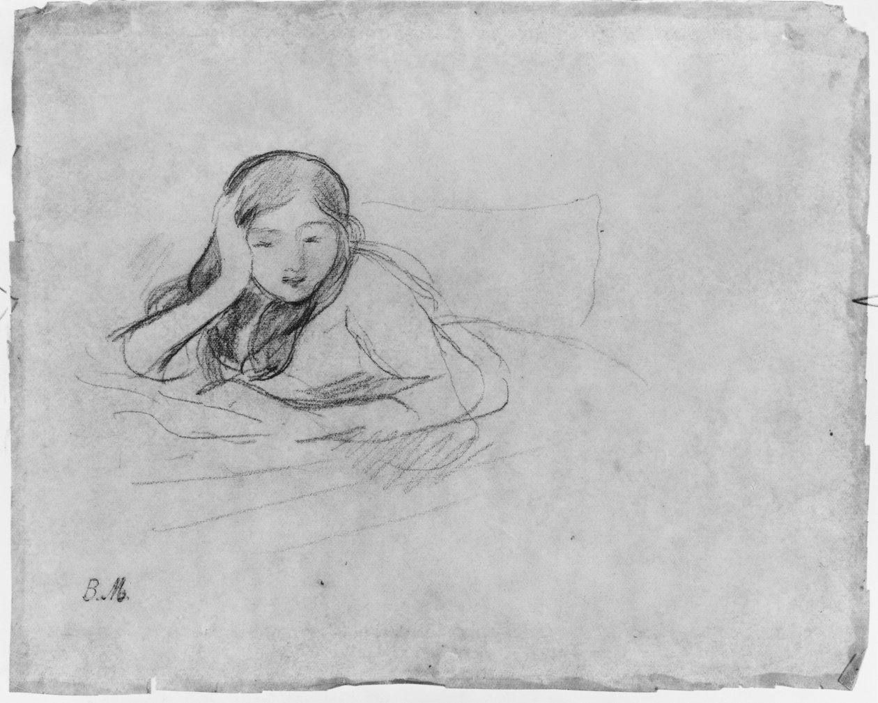 Young girl reading by Berthe Morisot