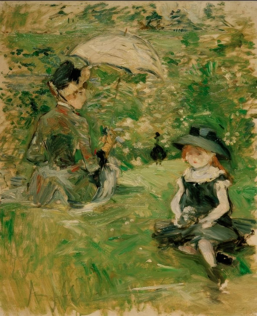 Young Woman and Child on the Island by Berthe Morisot