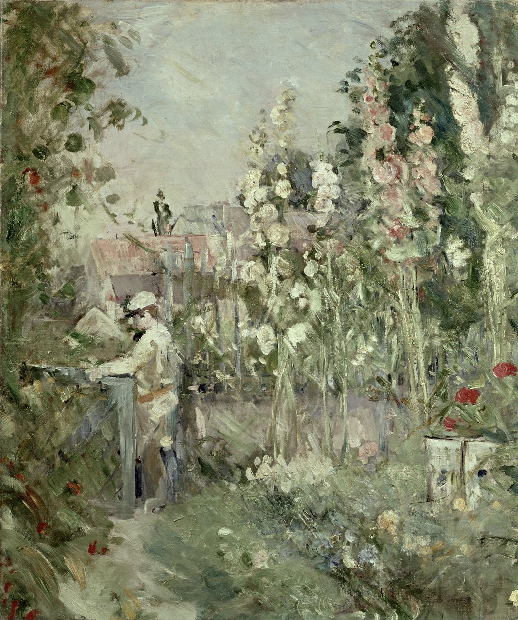 Young Boy in the Hollyhocks by Berthe Morisot