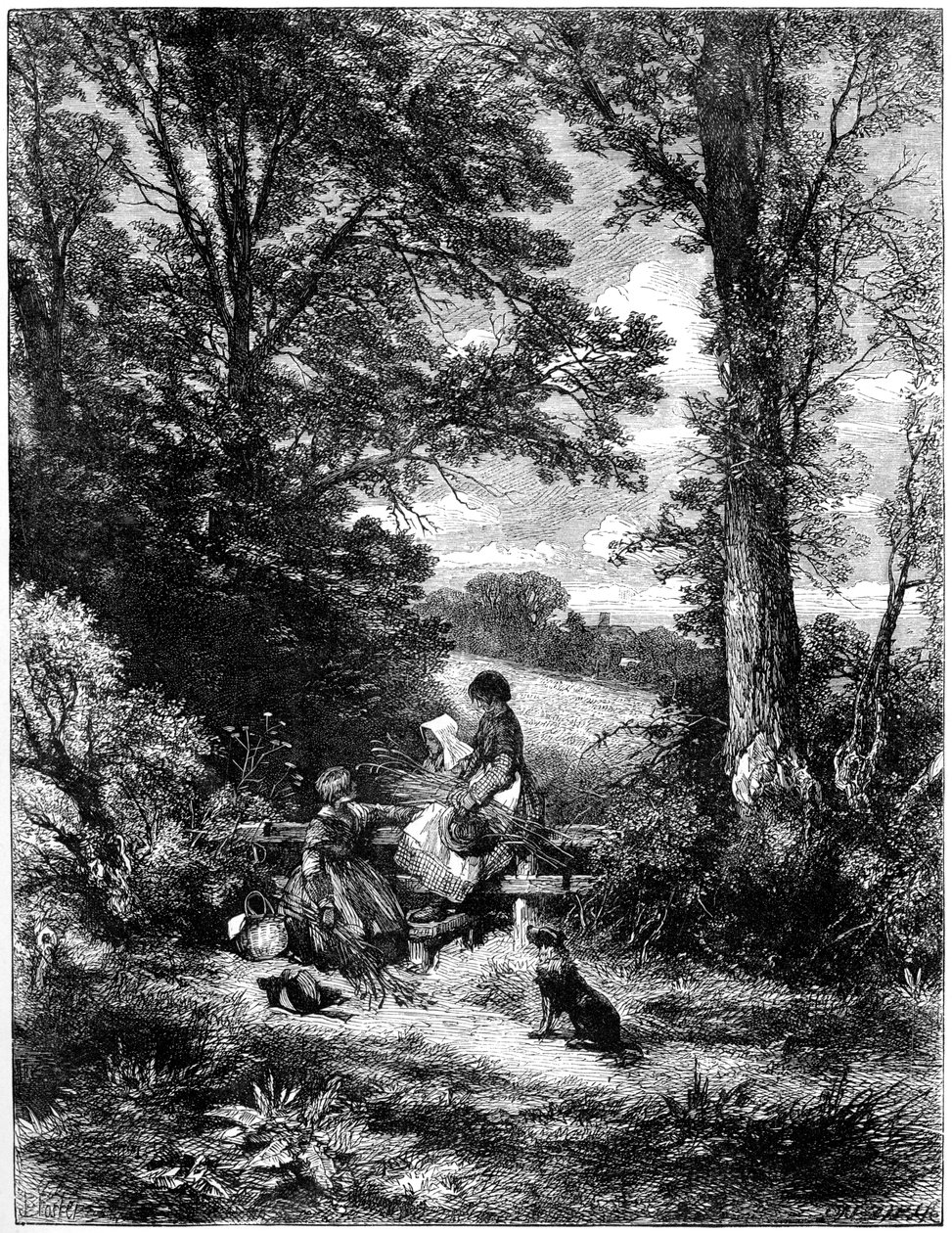 The Gleaners at the Stile, c1930s by Birket Foster