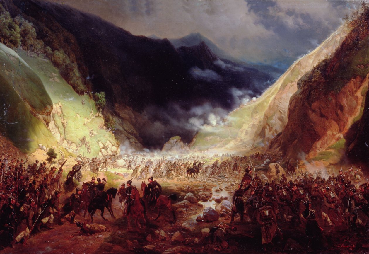 Battle at the Rotenturm canyon, 1871 by Bogdan Willewalde