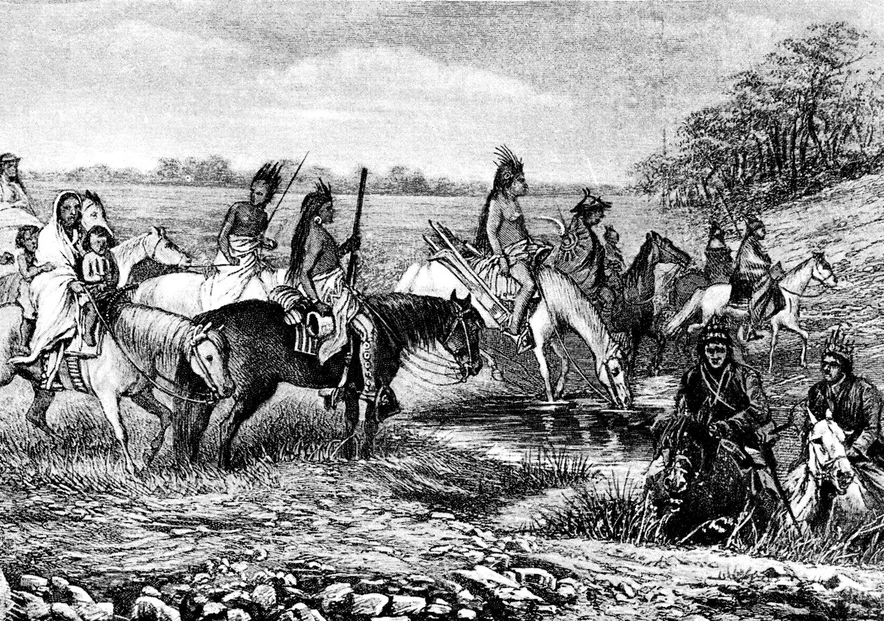Navajo Indians on the trail by Bohuslav Kroupa