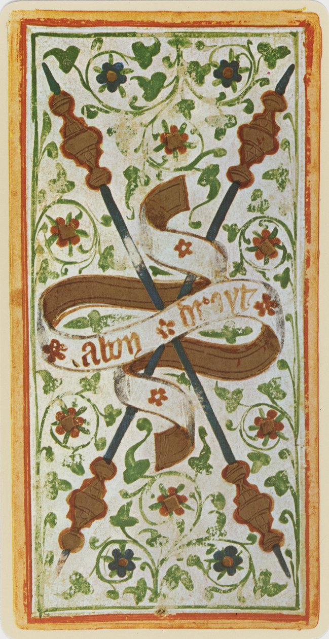 The Two of Wands, facsimile of a tarot card from the 