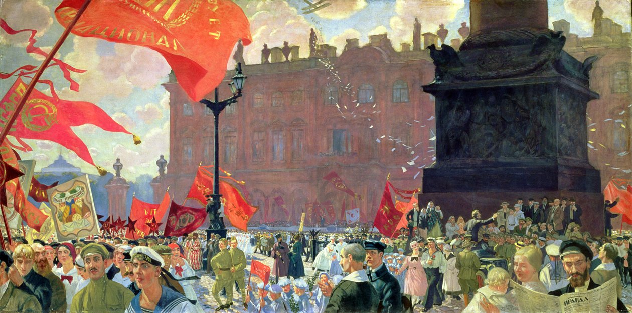 Festivities Marking the Opening of the Second Congress of the Comintern and Demonstration on Uritsky (Palace) Square in Petrograd on July 19th 1920 by Boris Mikhailovich Kustodiev