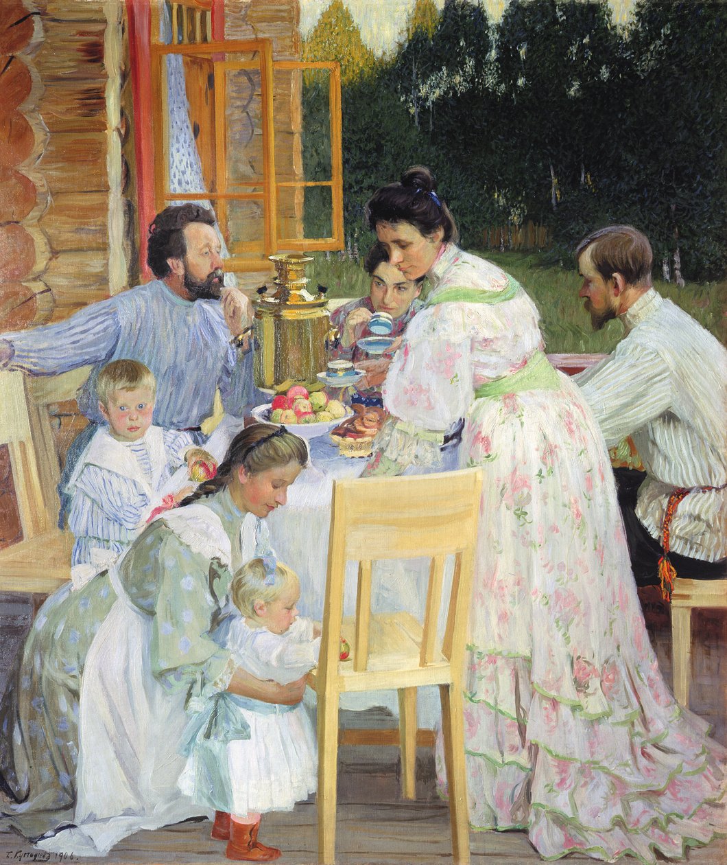 On the Terrace by Boris Mikhailovich Kustodiev