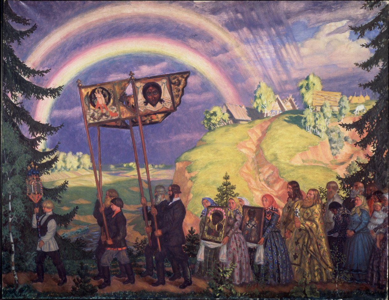 Easter procession by Boris Mikhailovich Kustodiev