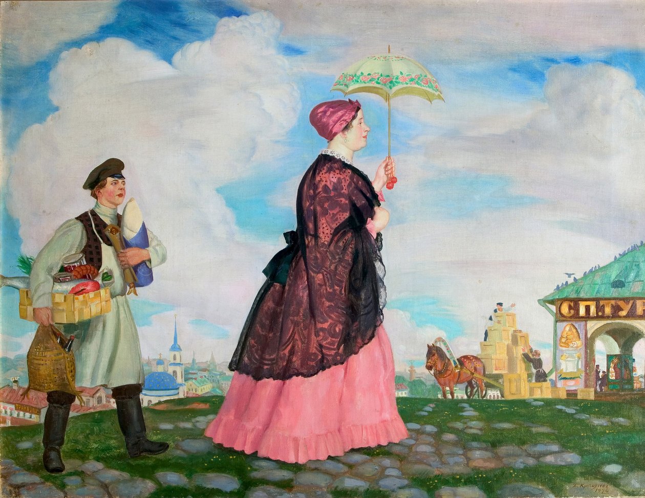 Merchants Woman with Purchases, 1920 by Boris Mikhailovich Kustodiev
