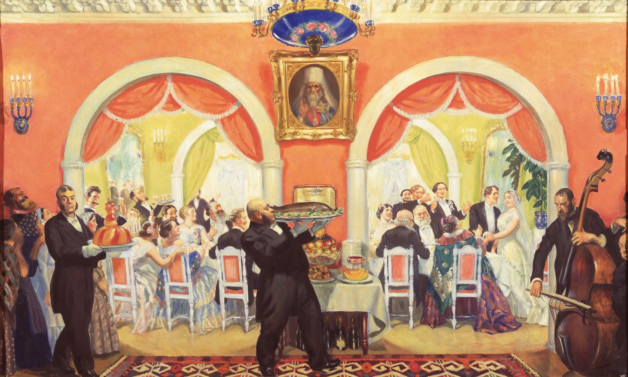 The Wedding Feast by Boris Mikhailovich Kustodiev