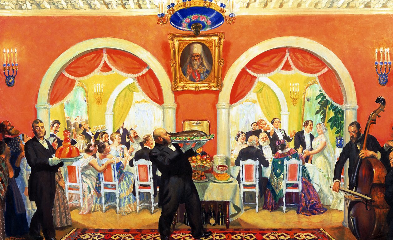 Wedding Feast by Boris Mikhailovich Kustodiev