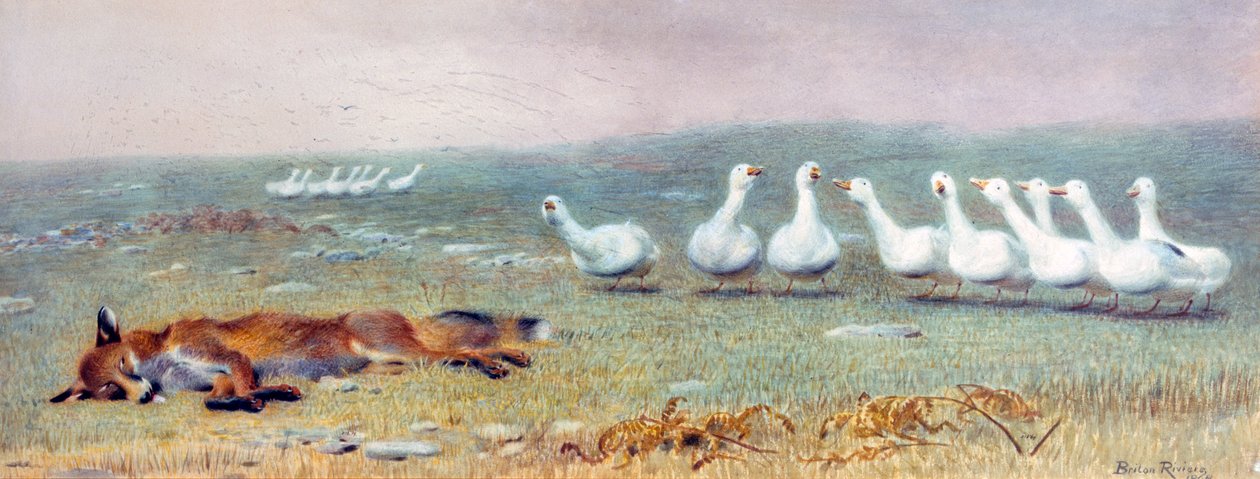 A Game of Fox and Geese, 1868 by Briton Riviere