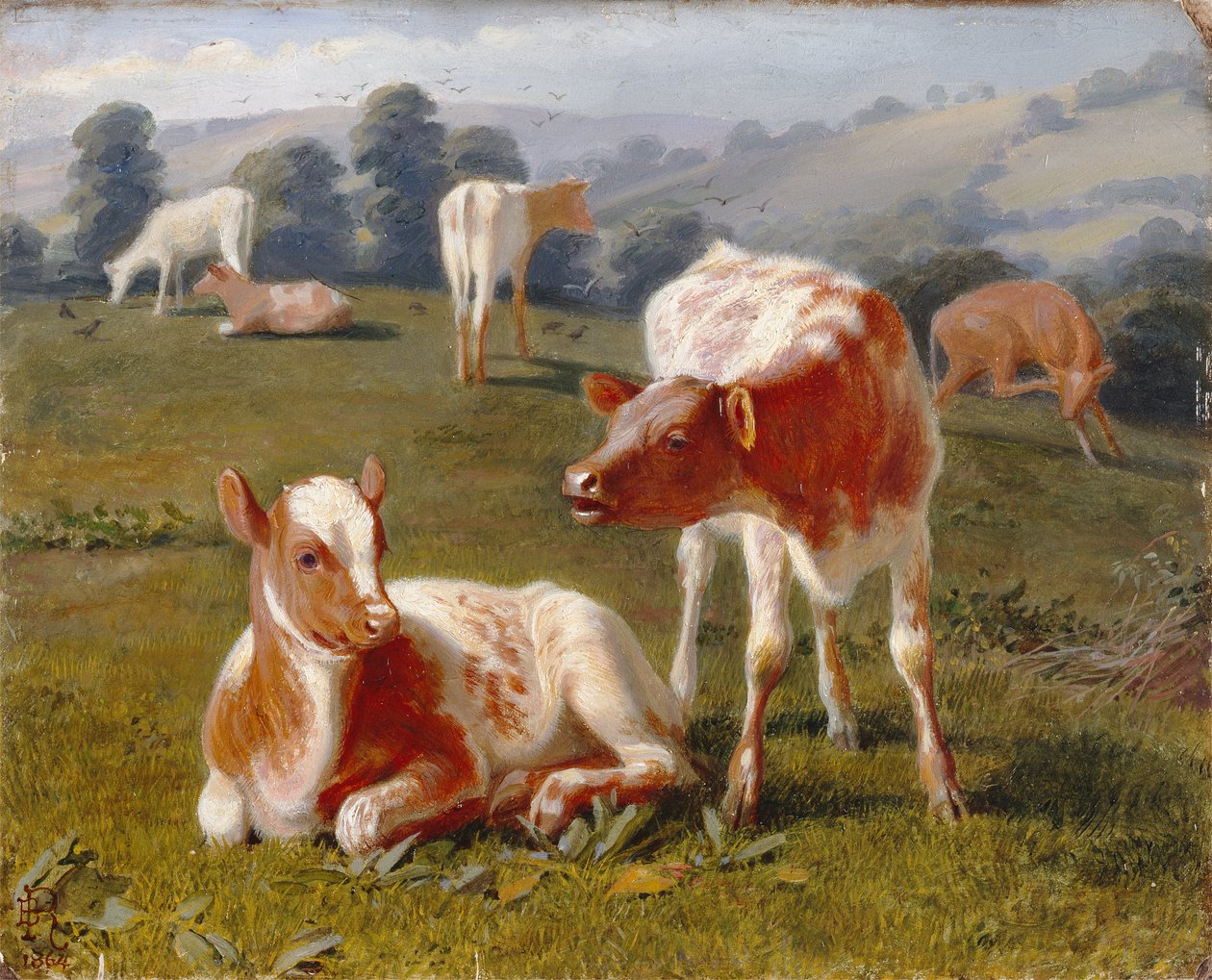 Calves in a Meadow by Briton Riviere