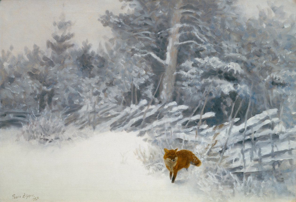 A Fox in Winter Woods by Bruno Andreas Liljefors