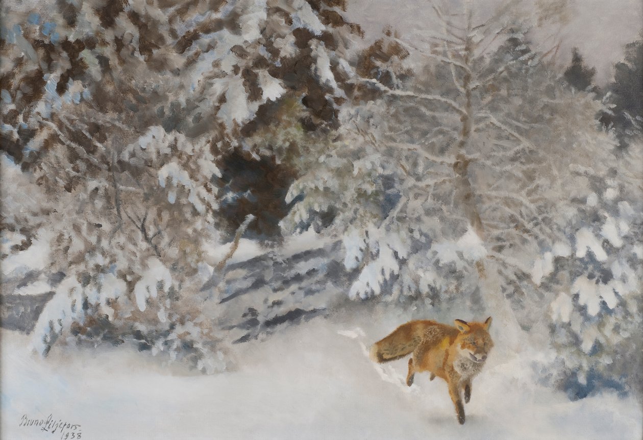 Fox in Winter Landscape by Bruno Andreas Liljefors