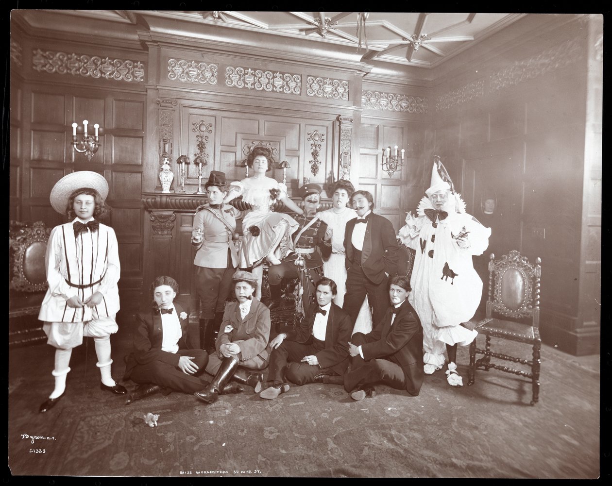 A group in costume at the home of Miss Morgenthau, 30 West 72nd Street, New York, 1906 by Byron Company