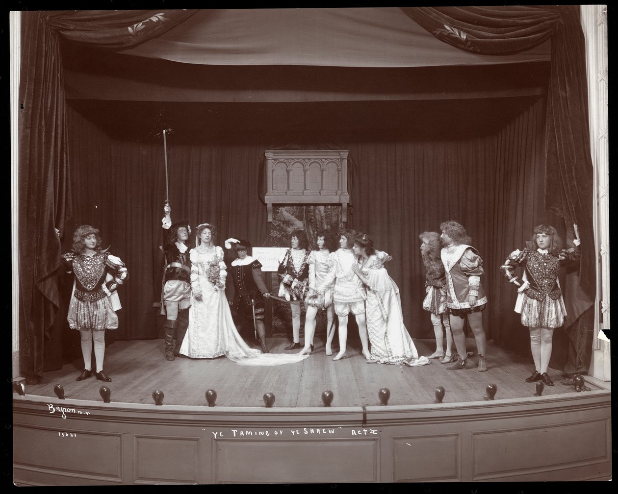 A Scene from an Amateur Production of The Taming of the Shrew Presented at Barnard College, New York by Byron Company
