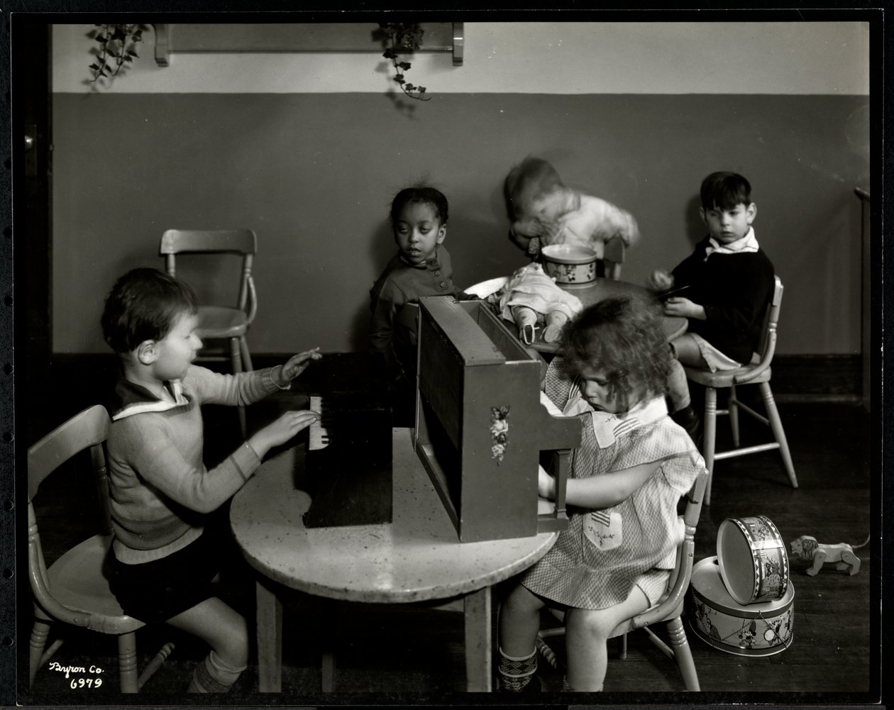 Children playing in the playroom at the New York Association for the Blind, 111 East 59th Street, New York, 1935 by Byron Company