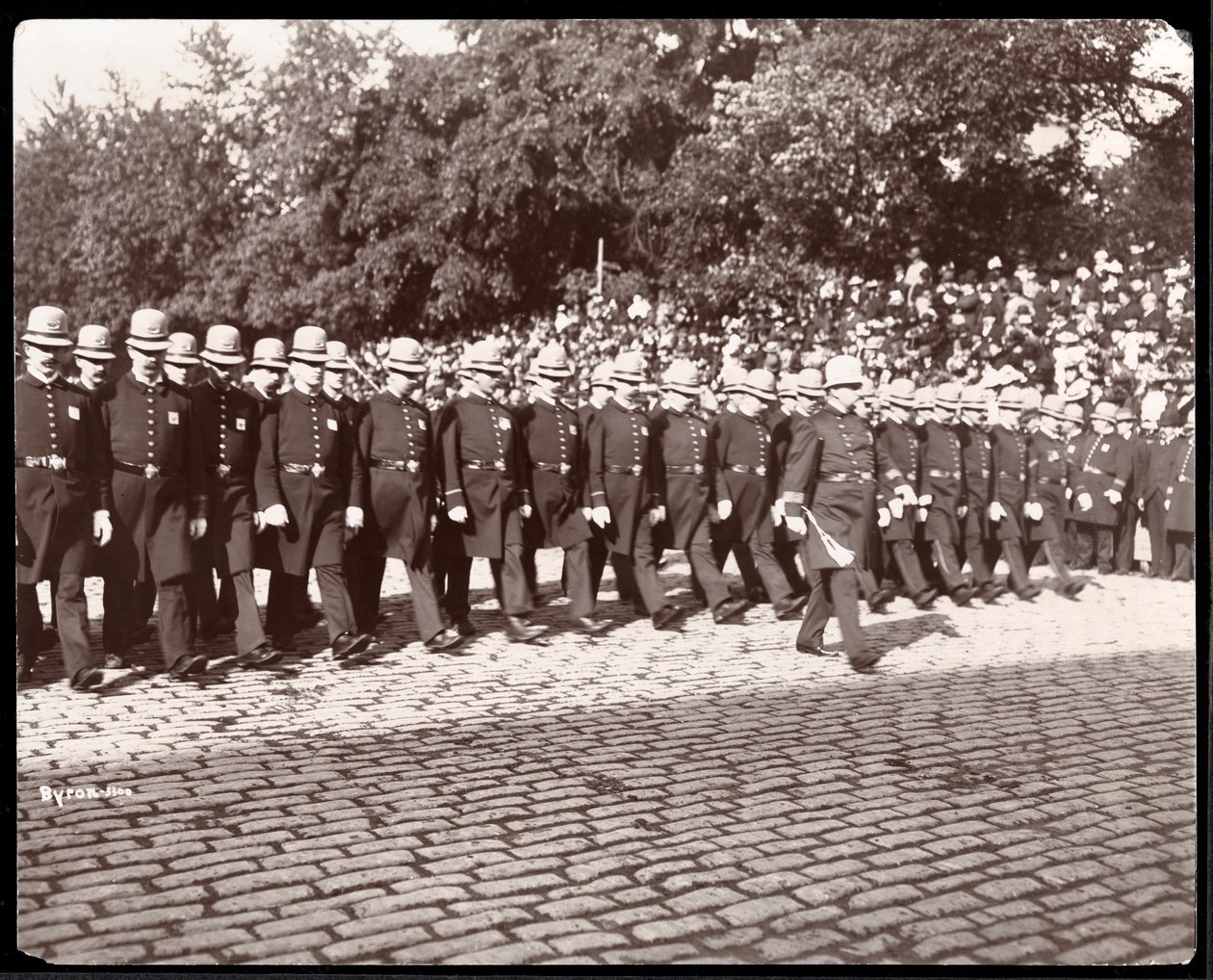 View of Police Marching in a New York City Police Parade, New York by Byron Company