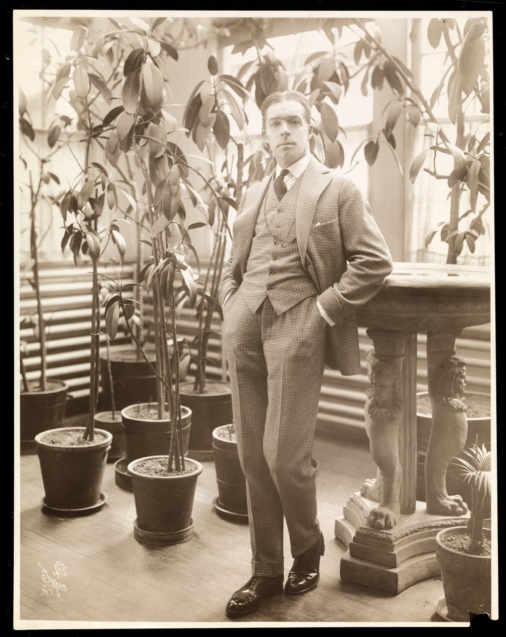 William Faversham in his conservatory, c.1914 by Byron Company