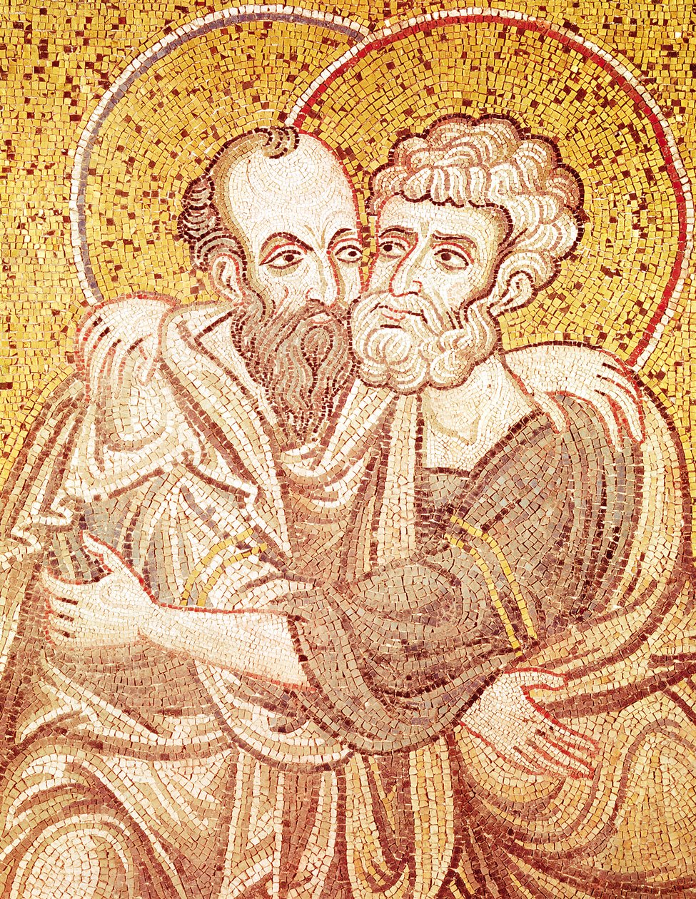 Saints Peter and Paul Embracing by Byzantine School